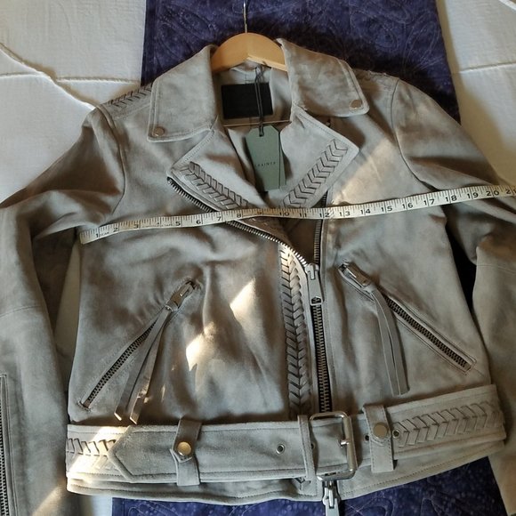 NWT All Saints Rosen suede biker jacket, US sz 2 - Picture 7 of 15